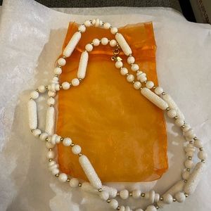 Vintage Sarah Coventry White Necklace with detail on the beads